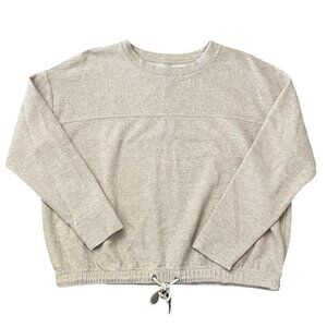 LOU & GREY Women’s Textured Drawstring Crewneck Top Size Large Tab Loungewear